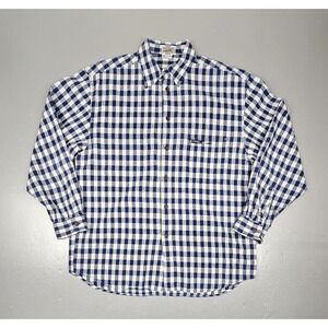 Guess‎ Jeans Button Up Shirt Mens Medium. Vintage 90s Blue Plaid Made In USA.